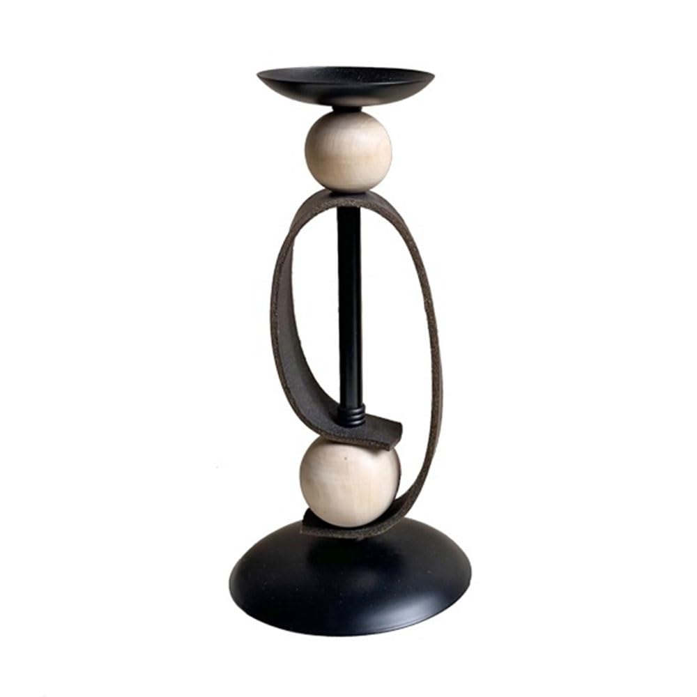 Candlestick Holder Black Metal Decorative Candle Holder Home Art Accent for Dining Tables Cafes Candlelit Dinners(Small)