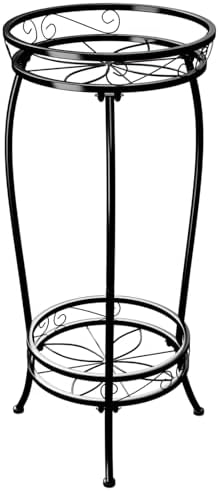 Bamworld Blumenständer Metall Pflanzenständer Blumenhocker Schwarz Hoch Zimmer Deko (30x30x70cm)