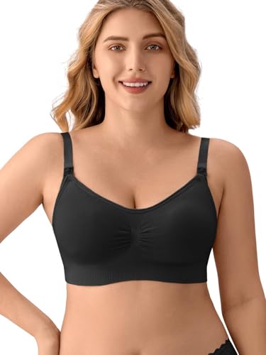 Image of Angelhood Nursing Bra 5 Pack Womens Maternity Breastfeeding Seamless Wireless Sleep Bra with Extenders