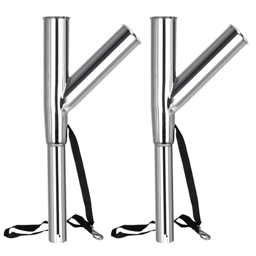 NovelBee 2pcs Stainless Steel Outrigger Fishing Rod Holder with Tube's Angle 60° and 90° Up from Water for Boat Marine Yacht