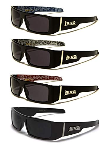 Locs Gangsta Sunglasses Various Combos 58 Style (4 Pack Blue Bandana White Bandana Red Bandana Black Plain)