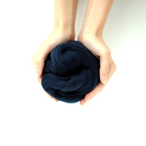 8.8oz - Chunky Felting Wool, Giant Knitting, Bulky Yarn, Chunky Merino Wool Yarn, Arm Knit Merino Yarn,Super Chunky Yarn,Big Yarn (Dark Blue)