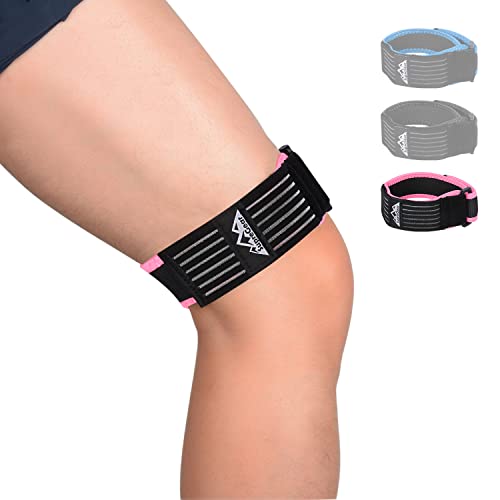 supregear Rodilla Protector Cinta para Tendón, Correa de banda IT para Rodilla, Cinta Rotuliana Ajustable, Cómoda y Transpirable para el Síndrome de la Banda Iliotibial (Rosado)