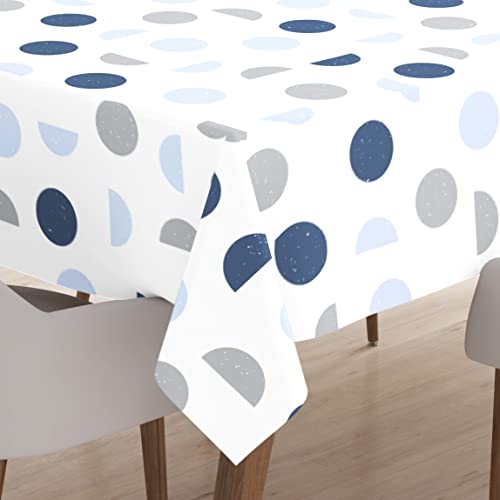 Image of Encasa XO Dining Table Cover Cloth for 4 Seater (57 inchx57 inch) | Cotton Square Dining Table Cloth - Machine Washable Rectangle Tablecover for Wedding, Party, Buffet - Blue Moon