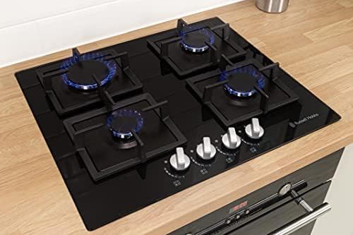 Russell Hobbs RH60GH402B Black Glass 59cm Wide, 4 Burner Gas Hob, Free 2 Year Guarantee