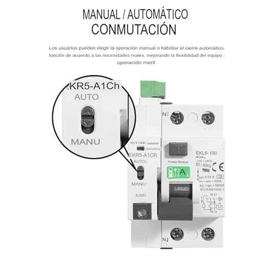 Miniatura 6 de Interruptor Diferencial Superinmunizado Auto Rearmable 40a 30ma Clase A Con Protección Sobrecorriente Y Fugas Rearmable Clase A Model 2
