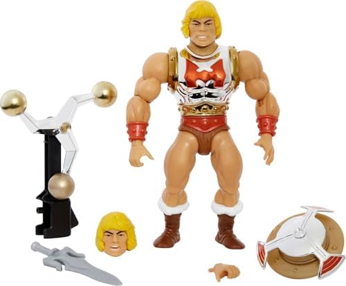 Masters of the Universe HDT22 Origins Deluxe He-Man with Flying Fists, 14 cm Action Figures, for Playing and Collecting, Toy Gift for Children from 6 Years and Adult Collectors