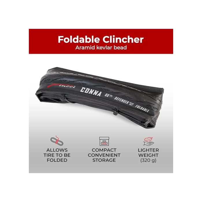 Fincci Racing Bike Tyre 700c x 23c - Foldable Conna Slick Tyre - Image 6