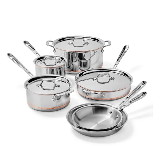All-Clad Copper Core 5-Ply Stainless Steel Cookware Set 10 Piece Induction Oven Broil Safe 600F Pots and Pans