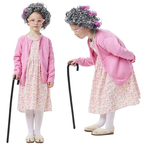 Disfraz completo de abuelita para niña miniatura 2