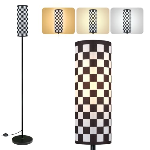 ELINKUME lámpara para la sala de estar, lámparas LED moderna con regulador, lamp minimalista, 67 pulgadas de altura, con pantalla de lamps carizada en blanco y negro para dormitorio, oficina
