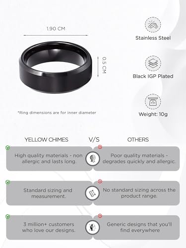 Image of Yellow Chimes Rings for Men and Boys | Black Dragon Celtic and Band Stainless Steel Rings for Men Combo | Birthday Gift for Men and Boys Anniversary Gift for Husband
