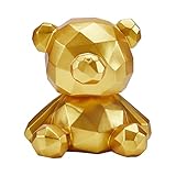 7.1 inch 3D Cartoon Piggy Bank Art Fluid Splash Paint Graffiti Bear Large-Capacity storeable Couple Ornaments Children's Birthday Gift (Golden)