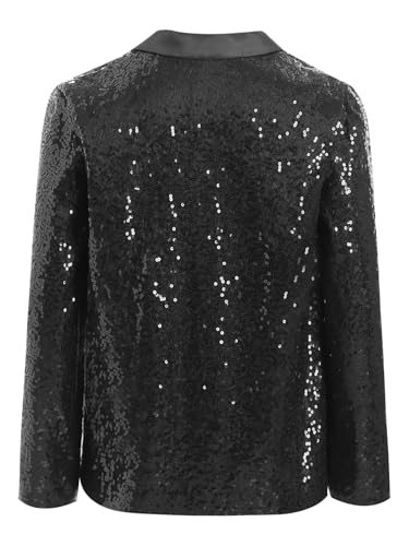 Aislor Kids Girls Sparkly Hip Hop Jazz Modern Dance Blazer Jacket Long Sleeve Sequin Button Down Lapel Suit Coat4