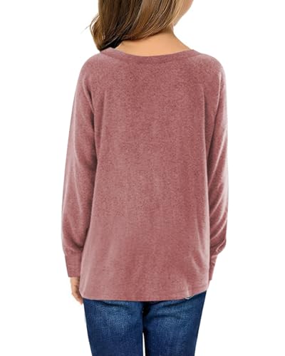 Image of Girls Shirts for 6-13 Years Long Sleeve Crewneck Tops with Pockets