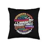 Groovy Librarian School Library Assistant Day Back to School Throw Pillow