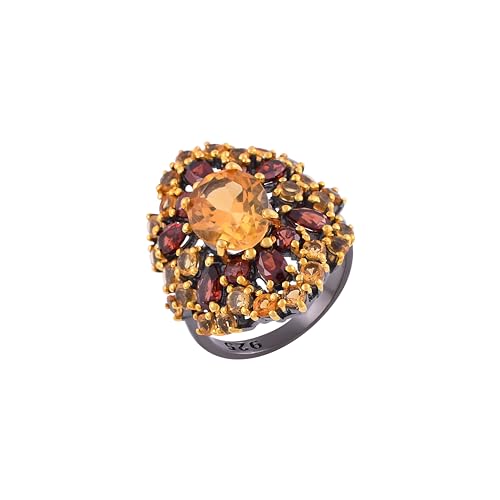 Bague en argent bicolore grenat et citrine, le cadeau d'anniversaire idéal