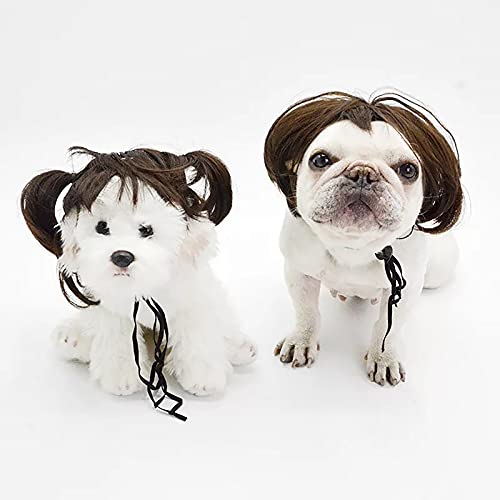 Peluca Divertida para Mascotas, Accesorios para Disfraces de Perros y Gatos, Peluca para Mascotas, Cabeza explosiva, Flequillo Qi, Peluca de Navidad para Halloween, Juego de Cabello Cover