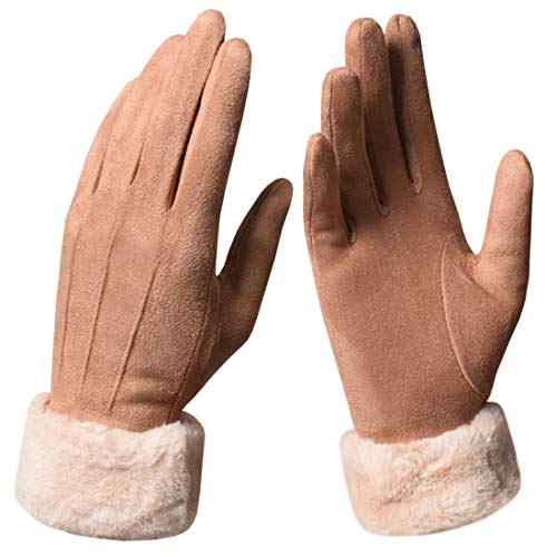 Guantes de invierno de mujer KXF en color caqui de talla única con forro polar