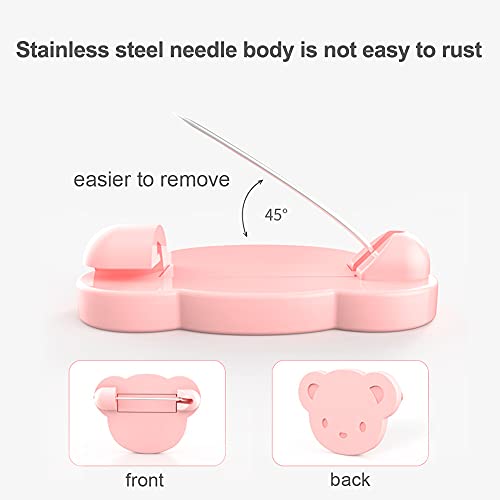 Miniatura 2 de Pasadores De Seguridad Para Bebés - 6 Paquetes Con Carcasa De Plástico, Clips Multifunción Para Fijar Ropa, Manteles Y Pañales Oso Rosa