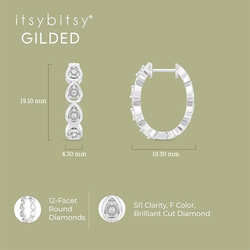 Itsy Bitsy by Gilded Sterling Silver & 14KT Gold Plated Huggie Hoop Earrings, 0.10 CTTW, SI1 F-Color Lab Grown Diamonds (Teardrop Link) by Itsy Bitsy - Used condition - Image 4