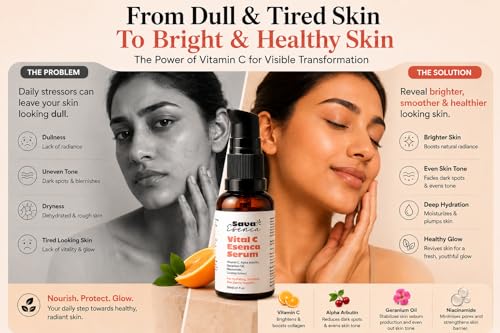 Image of Vitamin C Face Serum 30 ml for Glowing Skin | Brightening & Hydrating Serum with Alpha Arbutin & Geranium Oil | Lightweight Non-Sticky Daily Face Serum for All Skin Types