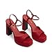DREAM PAIRS Platform Heels for Women, Square Toe Chunky High Heels Ankle Strap Sandals for Wedding Party Formal Event,Size 8,Red,SDHS25005W