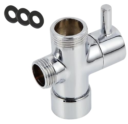 DEFIYEAR 3-Way Shower Diverter Valve - Durable G1/2 Brass Head, Leak-Proof Tap Diverter for Handheld & Fixed Shower Heads Easy Installation for Bathtub Component Replacement