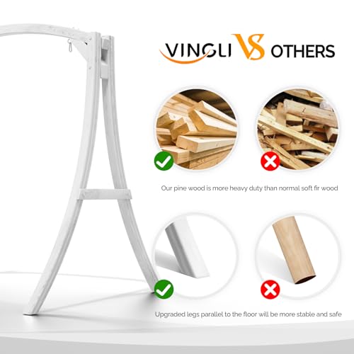 Image of VINGLI 6.7FT Wooden Porch Swing Frame, 1000-lb A-Frame Stand, White