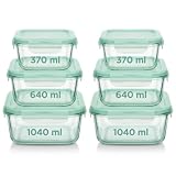 Conjunto 6 Potes Herméticos de Vidro com Tampa, 370ml 640ml 1040ml