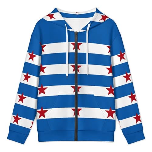 Cuban Flag Men's Hoodies with Zipper Lightweight Long Sleeve Casual Sweatshirts3