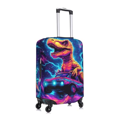 Neon Dinosaur Print Travel Luggage Cover Elastic Baggage Protector Fits 22-24 Inch Luggage3