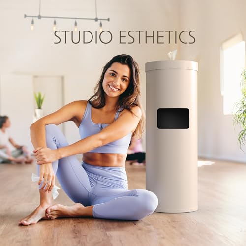 Image of Wipex White Wet Wipe Dispenser with Trash Bin: Durable Steel & Premium Silicone Port, Floor Stand for Gym Wipes - Fits Sanitizing Refill Rolls, Perfect for Schools, Fitness, & Public Facilities