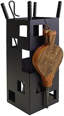 Imex El Zorro – Juego Chimenea Cuadrado 5 Piezas | 50 cm | Incluye Atizador, Pinzas, Pala, Cepillo y Fuelle | Soporte Metálico Compacto