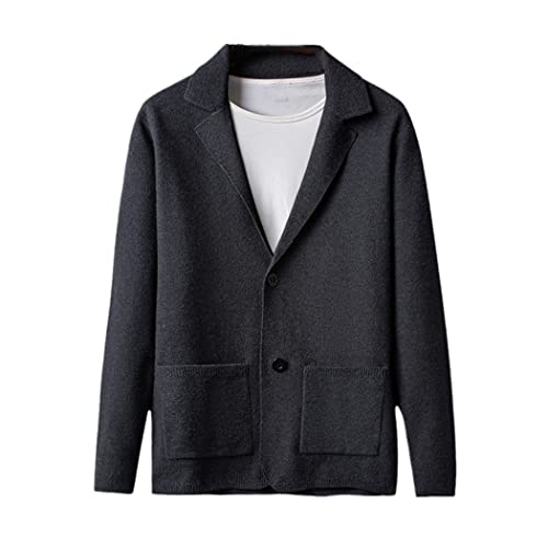 Cardigan décontracté pour homme avec poches et boutons en maille grise