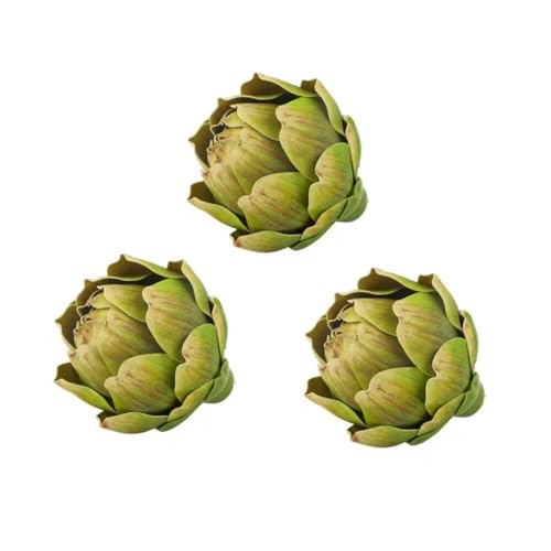 LibeLiro 3Pcs Large Green Faux Artichokes for Decoration Artificial Artichokes Decor for Decoration Bowls Faux Vegetables and Fruit for Kitchen Party Home Table Decorations