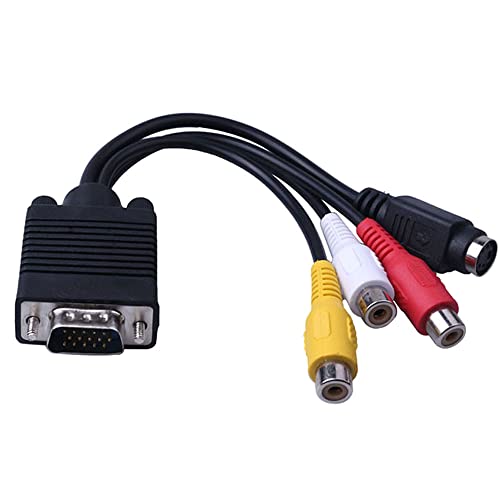 ezqnirk 1 unids 15 Pin VGA SVGA Male a S-Video 3 RCA Jack Female Composite Av Out Tv-Out Converter Adaptador Cable Adecuado para Laptop PC Video Tarjetas