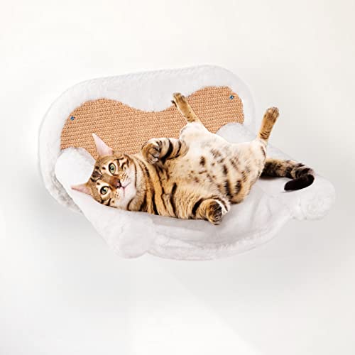 Bebobly Cat Hammock Wall Mounted Large Cat Shelf W/Sisal Back, Solid Wood Modern Cat Wall Climbing Shelves And Perch For Indoor, Cats Stairs Ladder Furniture For Sleeping Playing Climbing Lounging #TOP2