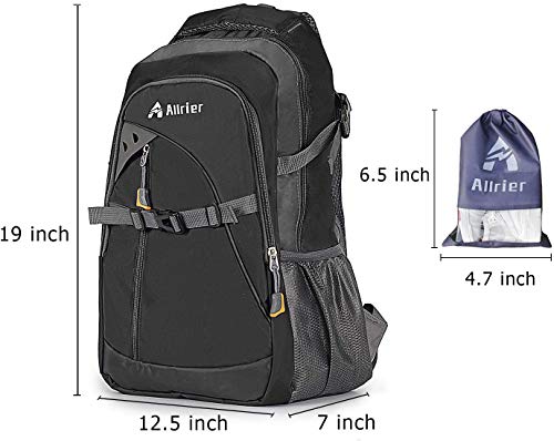 ALLRIER Baseball Backpack Bag - Baseball Bag with Fence Hook, Ball Softball Equipment Gear Holds 2 Bat Helmet Batting Glove Cleats Water Bottles and More for Kids Youth and Adults - Black