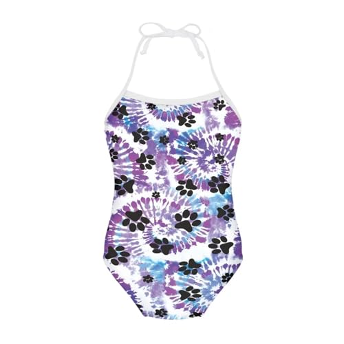 Image of One Piece Swimsuit for Girls Beach Bathing Suit Halter Straps Sports Swimwear for 1-10 Year Toddler Kids