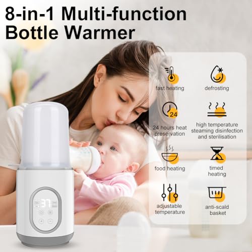 Vicloon Calentador de Biberones, Calienta Biberones Eléctrico 8 en 1 para Leche Materna o Fórmula, con Temperatura Constante las 24 H/Calentamiento rápido Desinfección/Calentamiento Temporizado - imagen 3