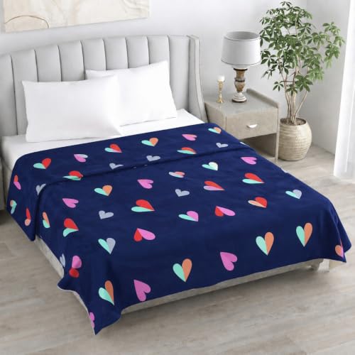 Image of Super Premium Quilt Cover Double Bed with Zipper Blanket Cover /rajai Cover /Comforter Cover /Duvet Cover King Size Soft Cotton Skin Friendly Stuff 90x100 Inches, Dark Blue Pink | TC - 300