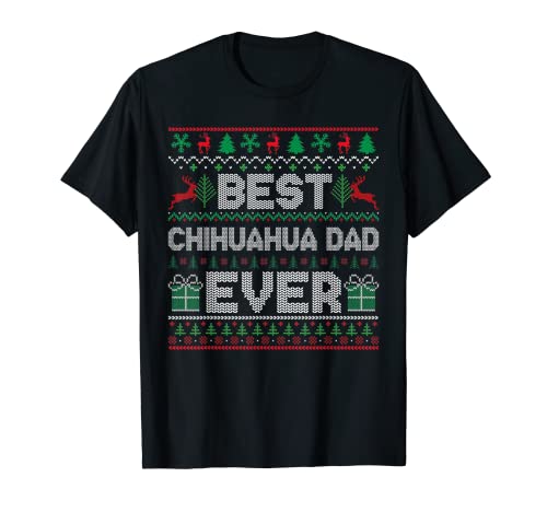 Homem Best Chihuahua Dad Ever - T-shirt de pijama de Natal combinando, Preto, S
