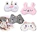 MARSEE Schlafmaske Kinder 4 Stücke, Schlafmaske Plüsch Kinder mit Eisbeutel, 3D Süße Augenmaske Einhorn Breathable Eyeshade, Schlafbrille Kinder Ideal für Reisen Nickerchen, Geschenk für Kinder