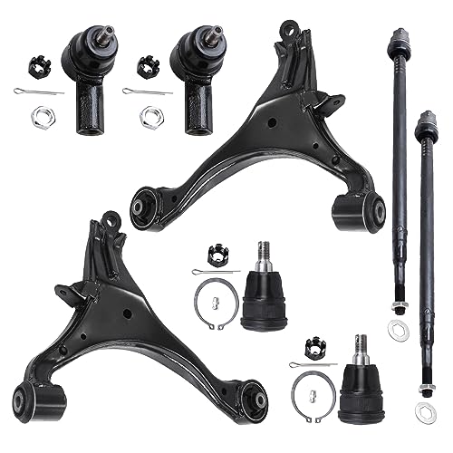 Image of Detroit Axle - 8pc Front End Control Arms Kit for 2001-2005 Honda Civic Acura EL 2002 2003 2004, 2 Lower Control Arms Assembly 2 Lower Ball Joints 4 Inner Outer Tie Rods Replacement