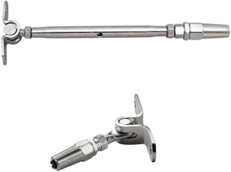 1/8 Cable Railing Kit. Wall Mounted Toggle Swageless Tensioner Stainless Steel 316/Polished 1-Pack, Wall Mounted Toggle Swageless Terminal 1-Pack.