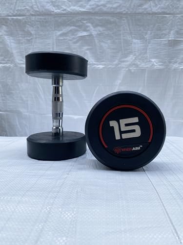 Image of Bouncer Round Dumbbells Set for Home Gym | 15kg Dumbbells Set of 2 | Fitness Gym Dumbbell set for Home Workout | Anti Skid rubber Dumbbell set | Weights for Workout (Black)