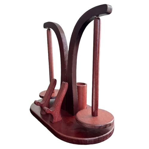 Spinner magnético – Soporte de madera de doble husillo – Dispensador de hilo giratorio para proyectos de punto, base magnética lisa, soporte de madera con 2 husillos | Herramienta de hilo para
