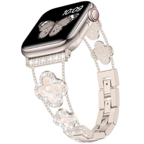 Tasikar Bling Diamond Metal Link Bracelet Apple Watch Band (Starlight)