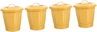 Cabilock 4piezas Bote De Basura De Escritorio Con Tapa Cubo De Basura Para Oficina y Hogar Recipiente De Almacenamiento y Práctico De Color Amarillo